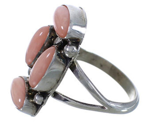 Pink Coral And Sterling Silver Native American Ring Size 6-3/4 WX71506